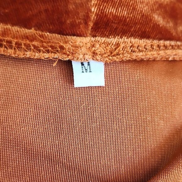 Amazon brand rust colored open front velour cardigan jacket, M - Picture 6 of 8